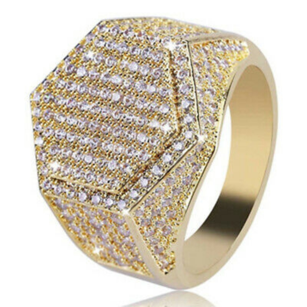 Men's Gold Filled Micro Paved Crystal Ring